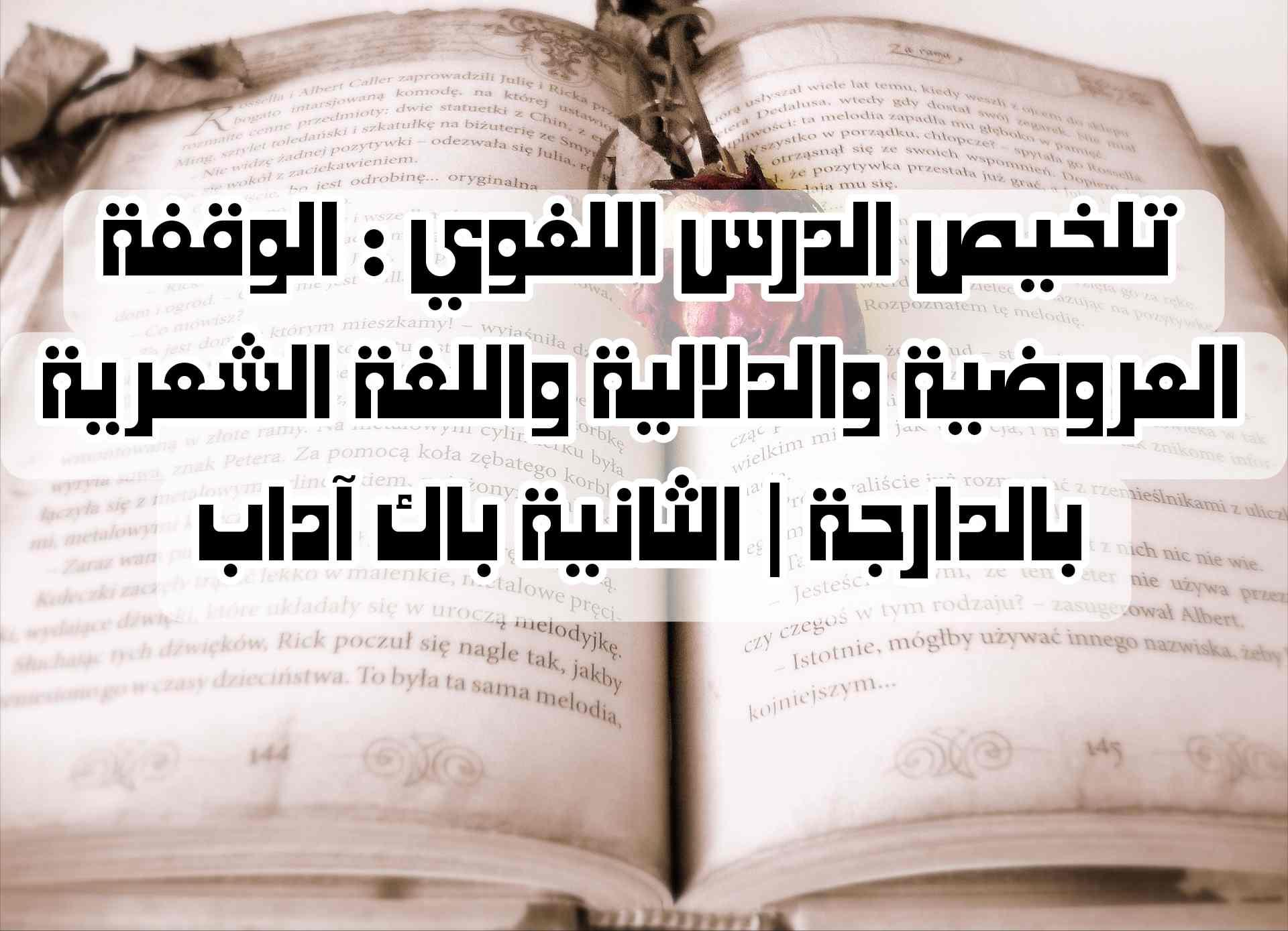 تلخيص الدرس اللغوي : الوقفة العروضية والدلالية واللغة الشعرية بالدارجة | الثانية باك آداب